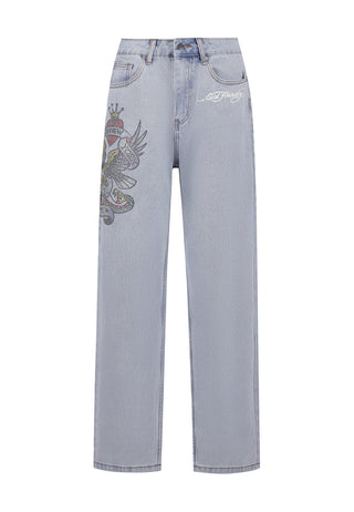 Damskie jeansy Nyc Diamante Relaxed Denim – wybielacz