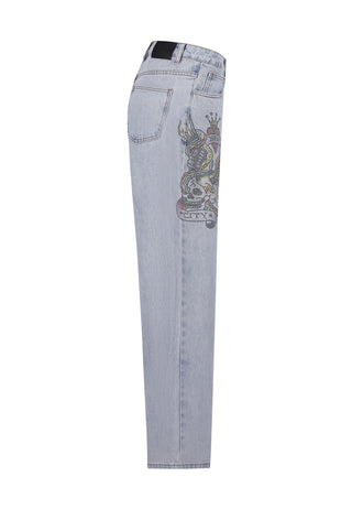 Pantaloni jeans rilassati in denim da donna Nyc Diamante - Candeggina