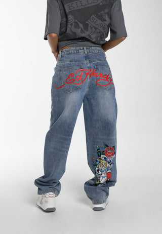 Mujer Only Live Once Relaxed Denim Pantalones Vaqueros - Azul