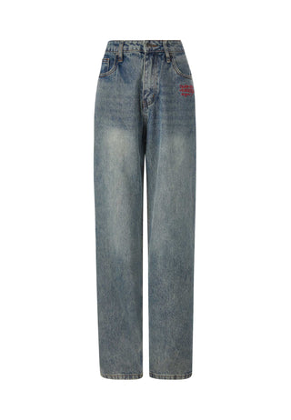 Womens Only Live Once Relaxed Denim-Hosenjeans - Blau