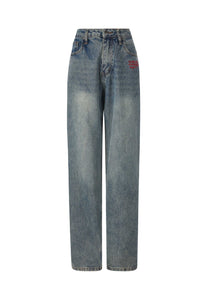 Womens Only Live Once Relaxed Denim-Hosenjeans - Blau