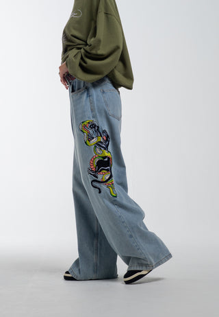 Calça jeans feminina Panther Battle Xtra oversized - Bleach