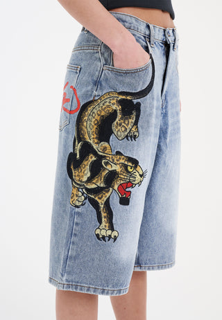 Damskie spodenki jeansowe Jorts Panther Crawl Relaxed – wybielacz