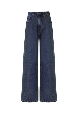 Womens Snake Bite Relaxed Denim Trousers Jeans - Indigo