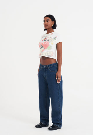 Womens Snake Bite Relaxed Denim Trousers Jeans - Indigo