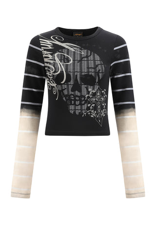 Womens Spectrum Skull Long Sleeve T-Shirt - Black