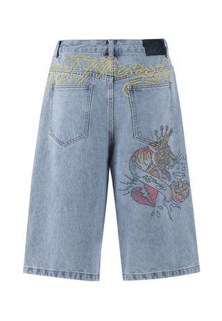 Shorts jeans feminino Tiger King Diamante - Bleach