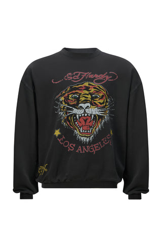 Damska bluza z okrągłym dekoltem Tiger-Vintage-Roar - czarna