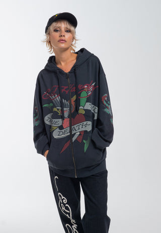 True Snake-hoodie voor dames met ritssluiting - houtskool