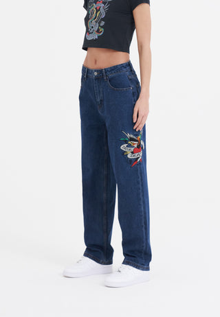 Dame True-Til-Death Relaxed Fit denimbukser Jeans - Indigo