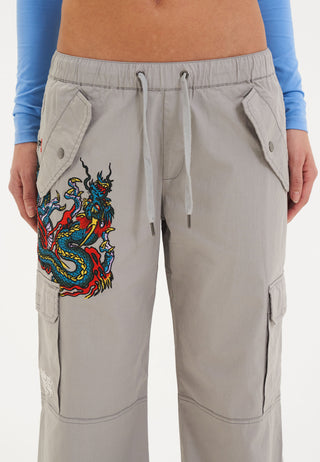 Pantalon cargo Twisted Dragon pour femme - Gris