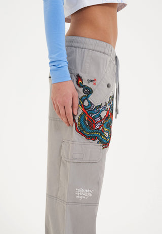Pantalon cargo Twisted Dragon pour femme - Gris