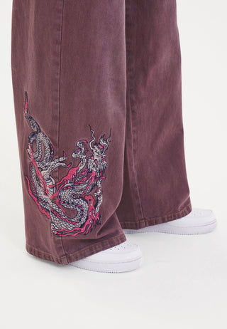 Dames Twisted Dragon Xtra oversized denimbroek jeans - paars