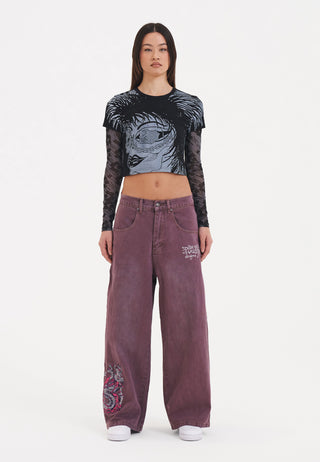 Calça jeans feminina Twisted Dragon Xtra Oversized - Roxa