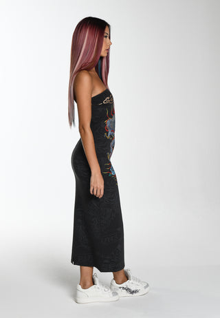 Damska sukienka mini na ramiączkach w kolorze żywego smoka - grafitowa