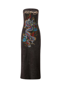 Mini-robe à bretelles Vibrant-Dragon pour femmes - Charbon