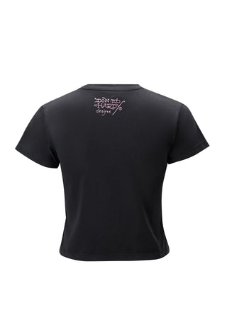 Vintage Burning Cross baby-T-shirt voor dames - zwart