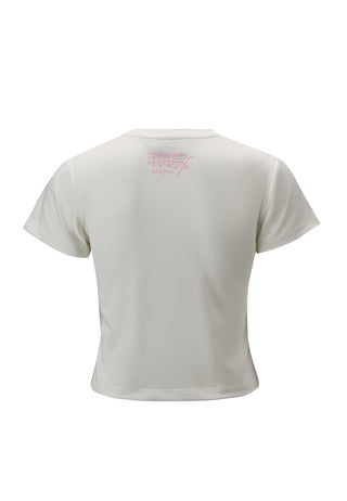 Damen Vintage Burning Cross Baby T-Shirt – Weiß