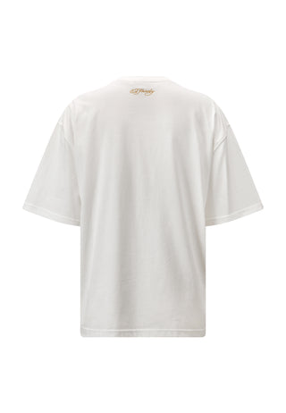 Camiseta relajada para mujer Vintage-Koi-Gold - Blanco