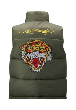 Jaqueta masculina Tiger-Head-Gilet Puffer - Verde