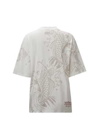 Lässiges T-Shirt mit Koi-Logo für Damen – Weiß