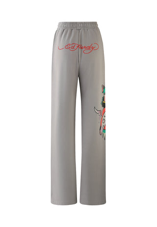 Womens Love Hard Relaxed Sweat Pants Trousers -  Grey