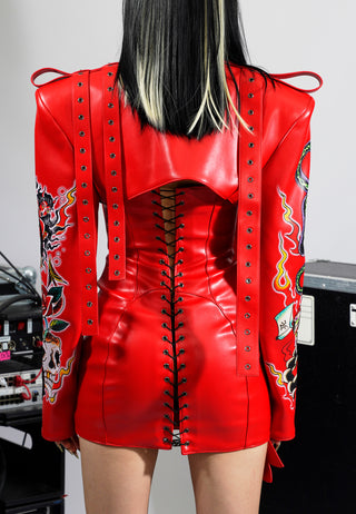 Siren Skull Choker Jacket - Red