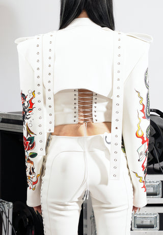 Siren Skull Choker Jacket - White