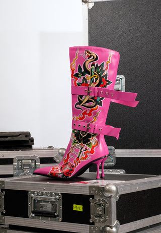 Tattoo Belt Boot - Pink