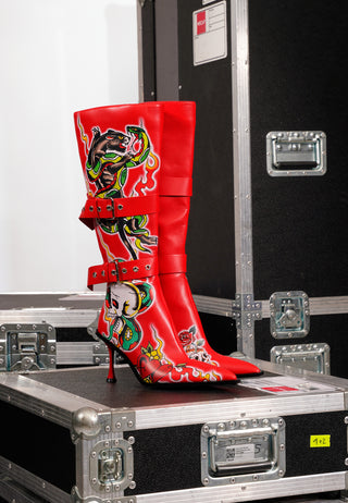 Tattoo Belt Boot - Red