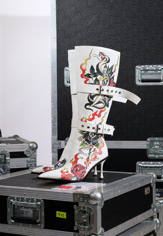 Tattoo Belt Boot - White