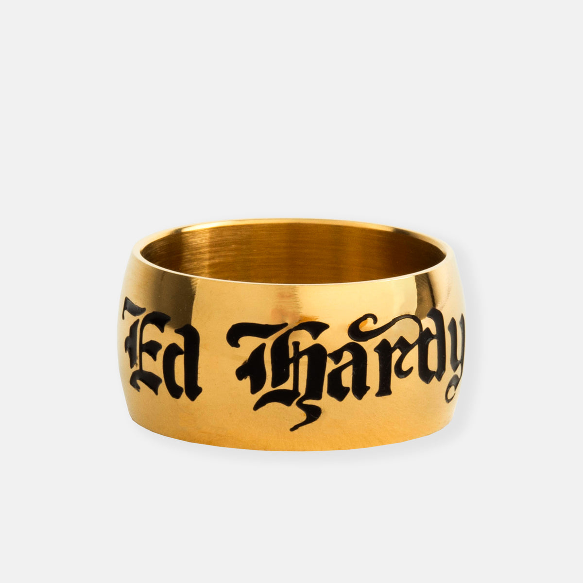 Stainless Steel Thick Engraved Logo Band ring - Gold – Ed Hardy Europe