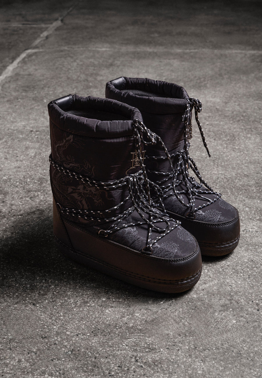 Womens Snow Boot - Crawling Dragon - Black