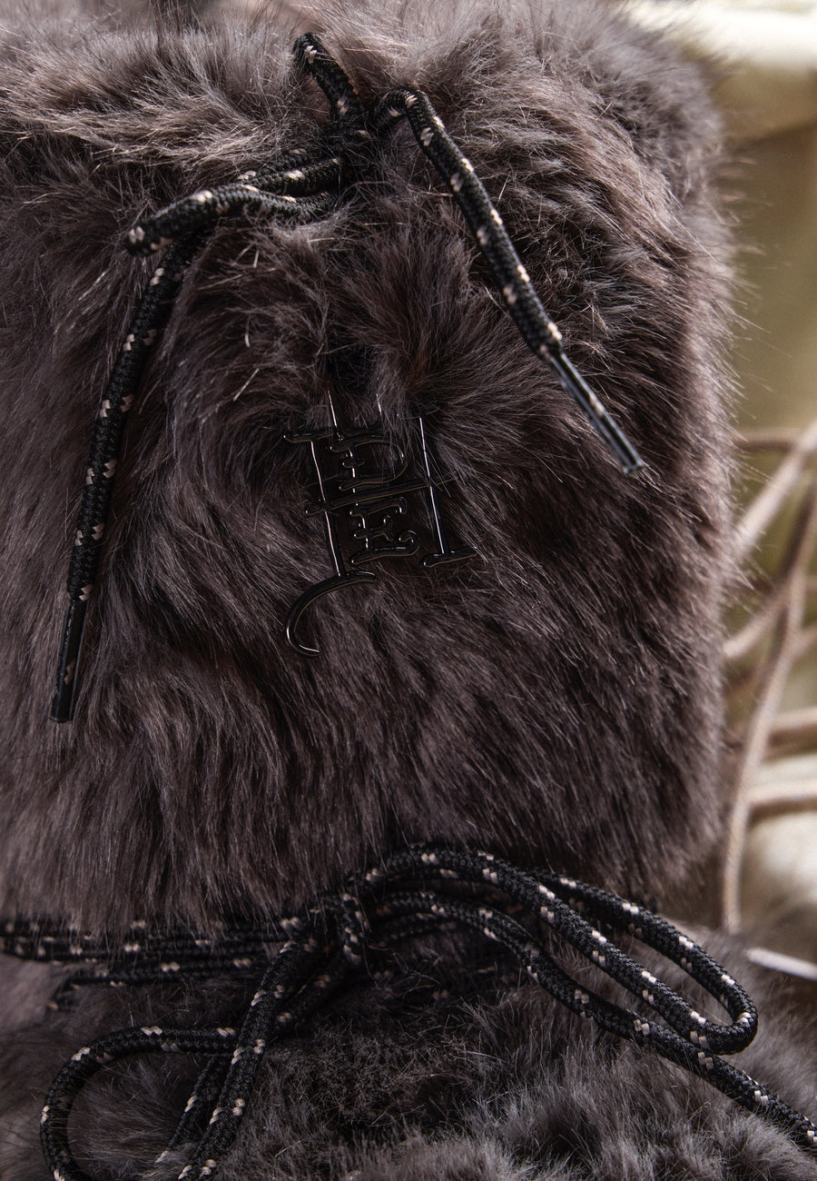 Womens Fur Snow Boot - Charcoal / Black