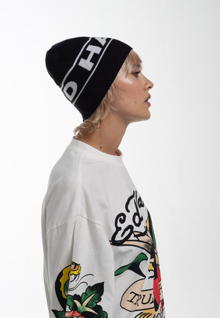 Unisex Ed Hardy Block Logo Muts - Zwart