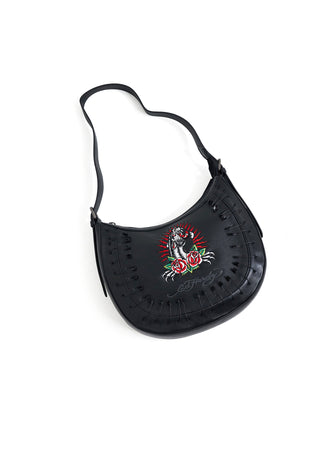 Womens Pantha Pin Shoulder Bag - Black