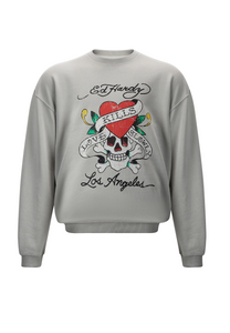 Mens Love Kill Slowly Graphic Crew Neck Sweatshirt - Grey