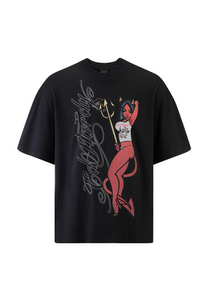 T-shirt décontracté Devil In Details pour hommes - Noir