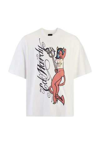 Herren Devil In Details Relaxed T-Shirt – Weiß