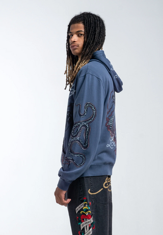 Heren hoodie met dubbele venom grafische ritssluiting - Indigo