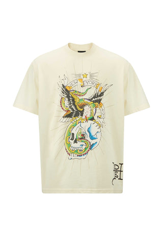 Heren Eagle & Snake Battle T-shirt - Beige