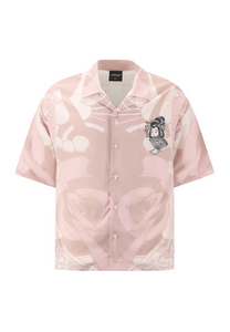Herre Geisha Fan Camp kortærmet skjorte - Pink/Hvid