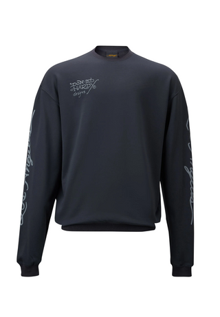 Heren mono-flash-sheet grafisch sweatshirt met ronde hals - houtskool