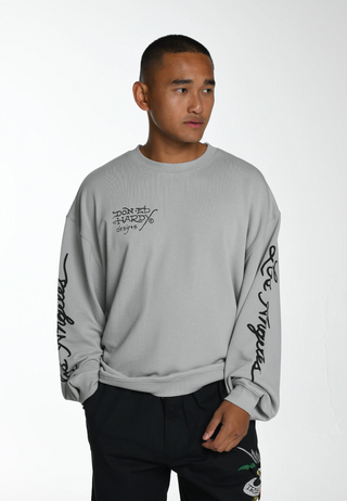 Heren mono-flash-sheet grafisch sweatshirt met ronde hals - grijs