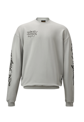 Heren mono-flash-sheet grafisch sweatshirt met ronde hals - grijs