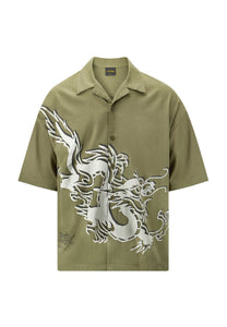 Chemise à manches courtes Offset Dragon Camp pour hommes - Vert