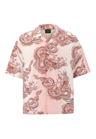 Herre Repeat Dragon Camp kortermet skjorte - rosa/hvit