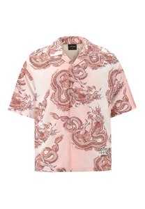 Camisa masculina de manga curta Repeat Dragon Camp - rosa/branca