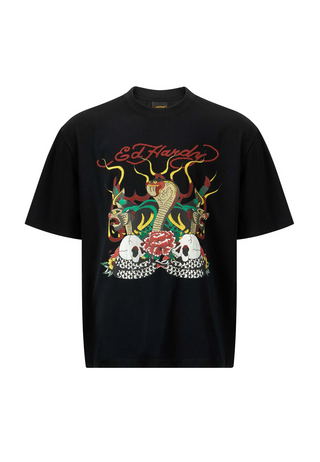 Herr Snake & Skull Fire Shirt - Svart