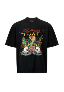 Herre Snake & Skull Fire Shirt - Sort